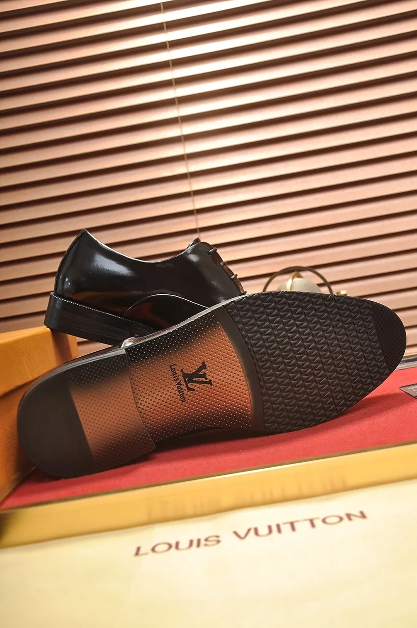 Men's shoes💰460💶【LOUIS VUITTON】(sheepskin lining) new cowhide LV formal shoes🎩🎩❗️🆘made one to one at the counter🎩original quality, imported cowhide upper➕full sheepskin lining➕original rubber outsole, {high quality visible}👣Size: 38-45 (45 custom-made)